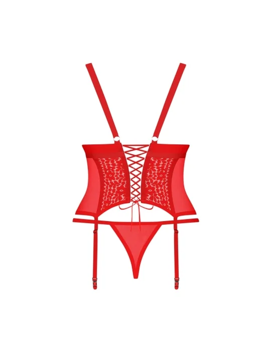 Blossmina Korsett & Tanga Rot von Obsessive