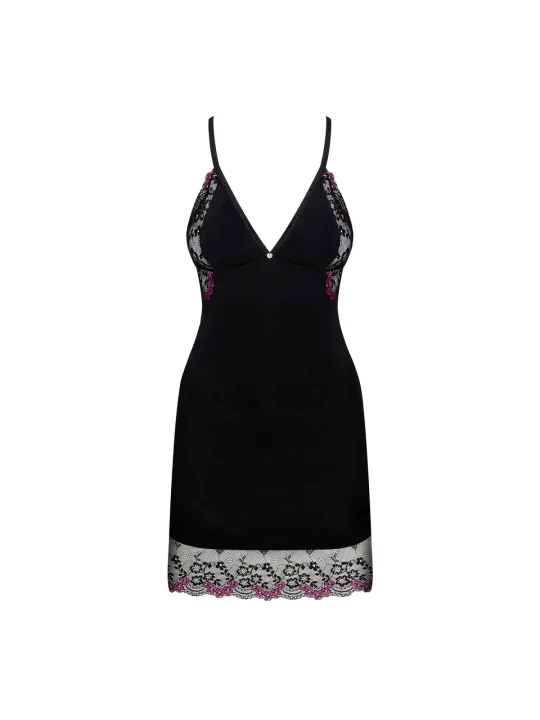 Vanessme Chemise & Tanga Schwarz von Obsessive