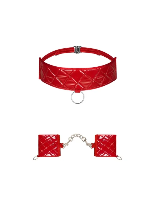 Hunteria Cuff & Halsband Rot von Obsessive