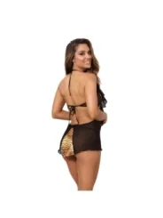 Babydoll & String Schwarz-Gold V-10029 von Axami