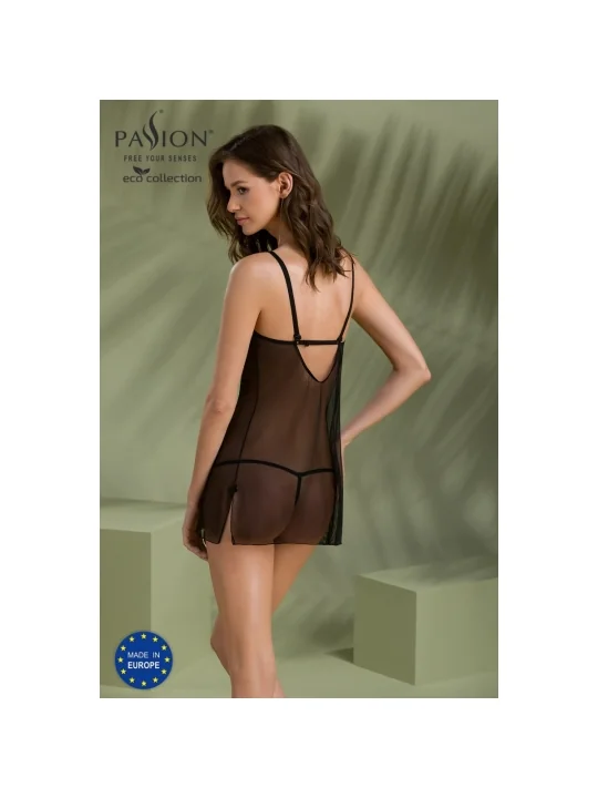 Eco Drosera Chemise & Tanga Schwarz von Passion Eco Collection