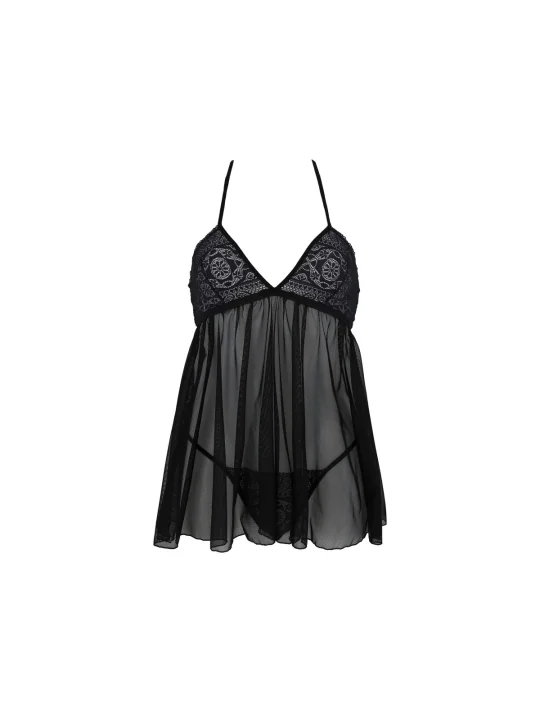 Eco Kerria Chemise & Tanga Schwarz von Passion Eco Collection