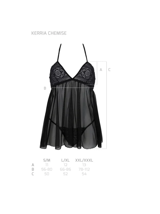 Eco Kerria Chemise & Tanga Schwarz von Passion Eco Collection