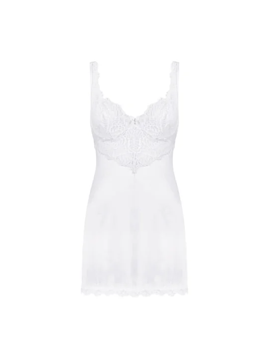 Amor Blanco Underwire Chemise & Tanga Weiß von Obsessive