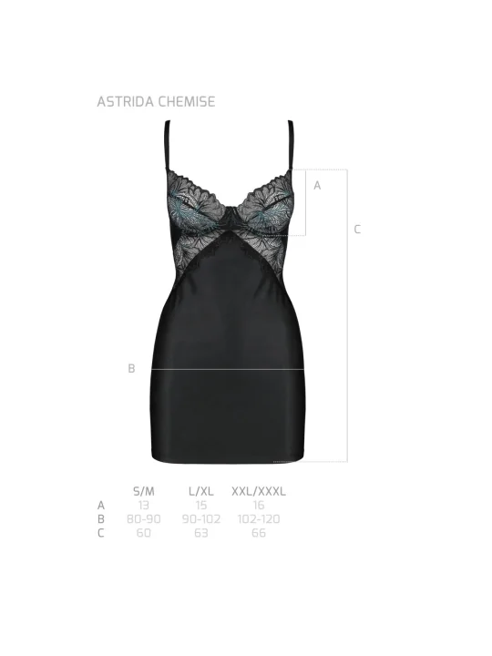 Astrida Chemise & Tanga Schwarz von Passion-Exklusiv