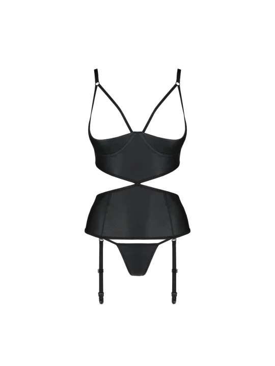 Jannies Korsett & Tanga mit Offenen Cups Schwarz von Passion-Exklusiv