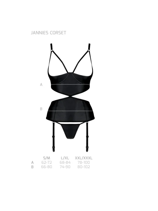 Jannies Korsett & Tanga mit Offenen Cups Schwarz von Passion-Exklusiv