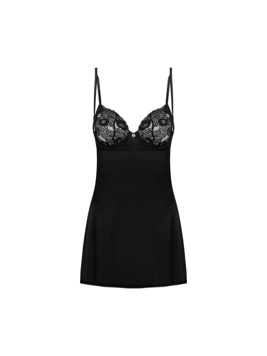 Serena Love Chemise & Tanga Schwarz von Obsessive