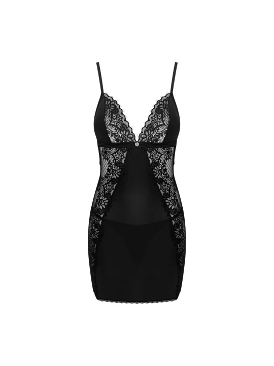 Maderris Chemise & Tanga Schwarz von Obsessive