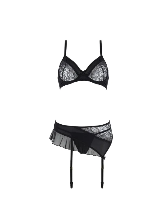 Kitasana 3-tlg. Dessous-Set schwarz-lila von Casmir