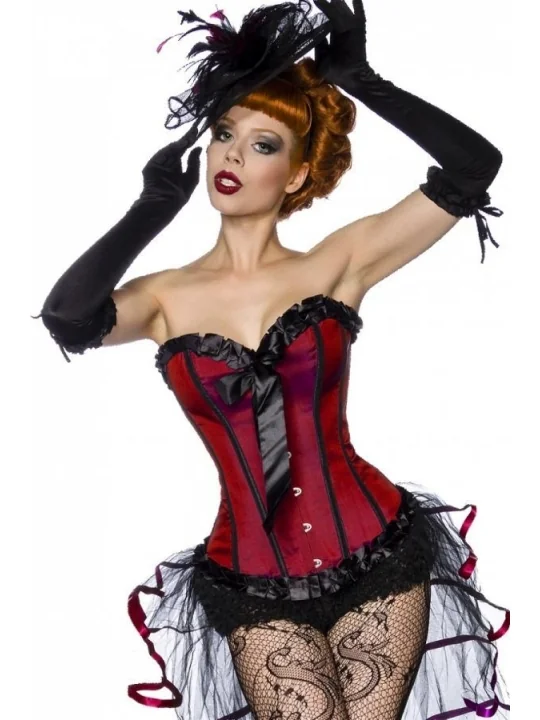 Burlesque-Satin-Corsage rot/schwarz