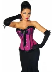 Burlesque-Satin-Corsage lila/schwarz