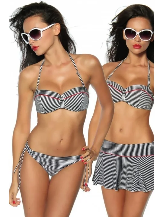 Push-Up Bikini-Set schwarz/weiß/rot