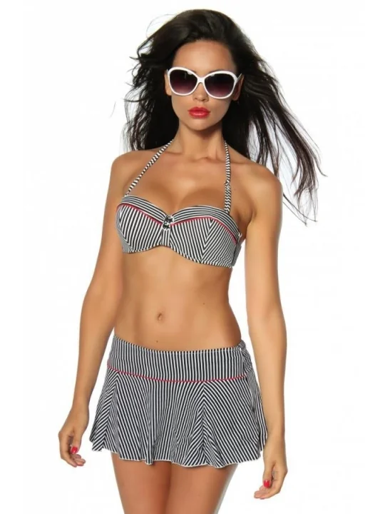 Push-Up Bikini-Set schwarz/weiß/rot