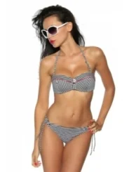 Push-Up Bikini-Set schwarz/weiß/rot