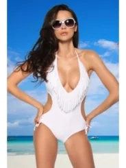 Monokini mit Fransen weiß