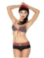 Vintage-Bikini schwarz/rot/weiß