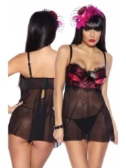 Babydoll mit gepolsterten Cups schwarz