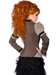 Steampunk-Bluse mit Jabot braun/beige