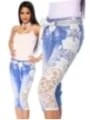 Capri-Jeans mit Spitze blau/creme