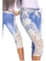 Capri-Jeans mit Spitze blau/creme