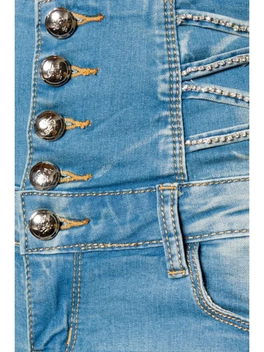 Jeans-Shorts mit hochgeschnittenem Bund blau