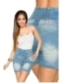 Jeans-Shorts mit hochgeschnittenem Bund blau