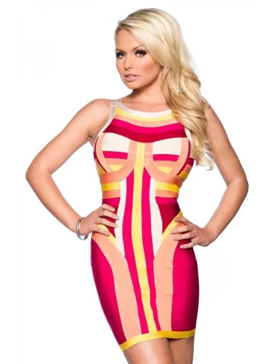 Echts Bandage-Shape-Kleid bunt