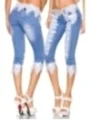 Capri-Jeans mit Spitze blau/weiß