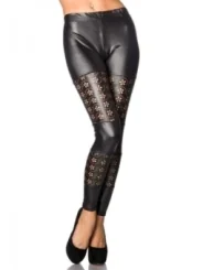 Leggings mit Lochmuster schwarz