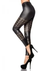 Leggings mit Lochmuster schwarz