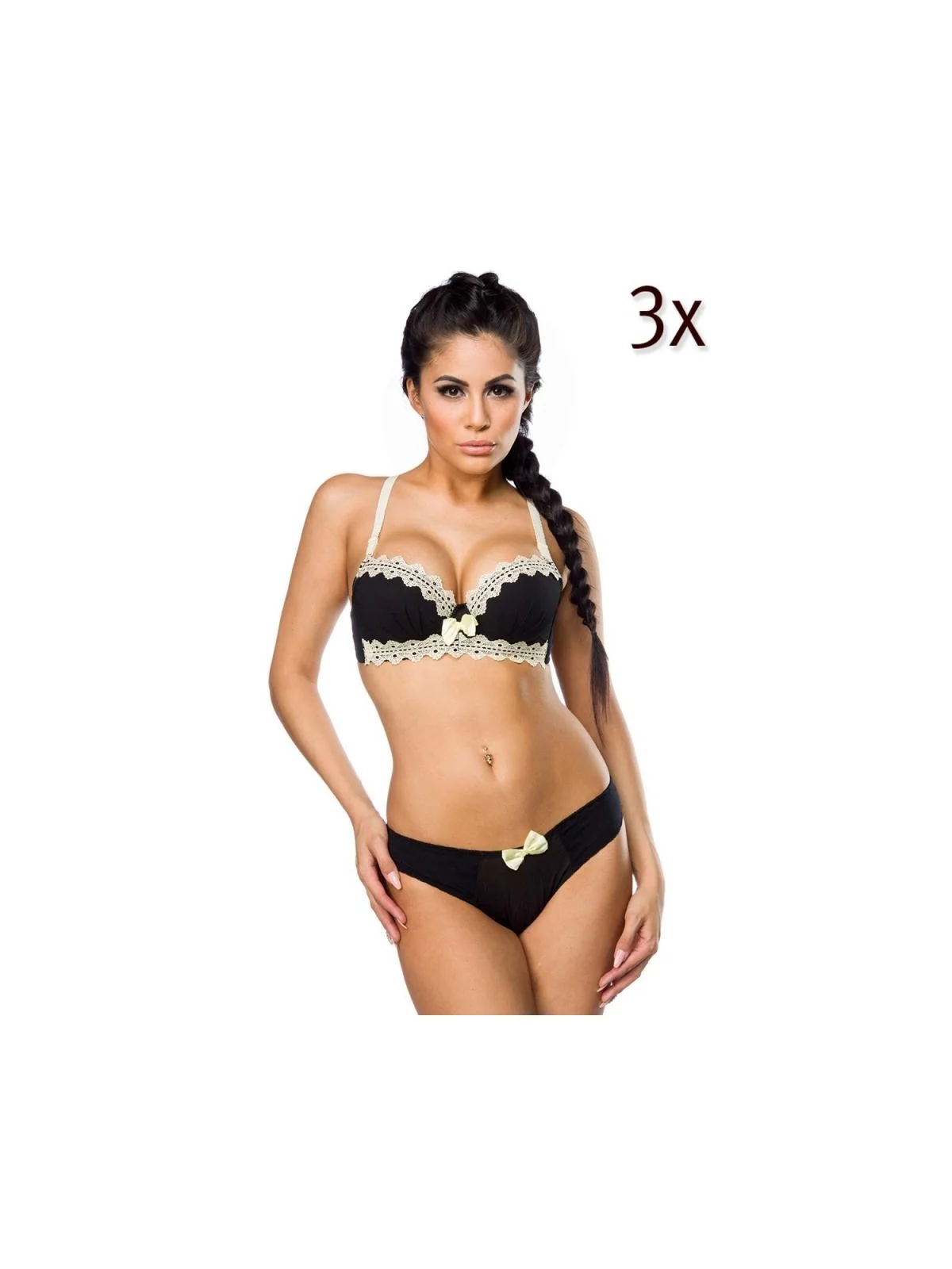 BH-Set im 3er Pack schwarz/beige