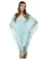 Strick-Poncho blau