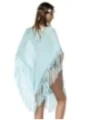 Strick-Poncho blau