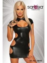 Wetlook-Minikleid schwarz von Saresia