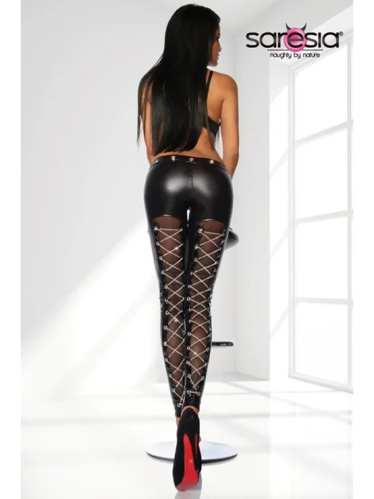 Wetlook-Leggings schwarz von Saresia