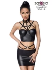 Harness-Wetlook-Set mit Rock schwarz von Saresia