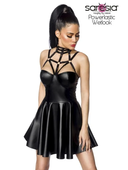 Harness- Wetlook-Kleid schwarz von Saresia