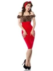 Vintage Pencil-Kleid leo/rot von Belsira