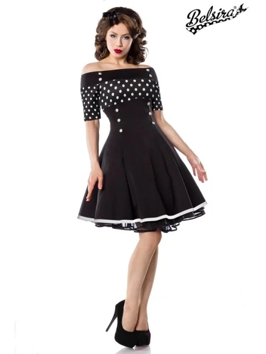 Vintage-Kleid schwarz/weiß/dots von Belsira