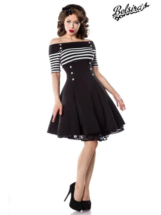 Vintage-Kleid schwarz/weiß/stripe von Belsira