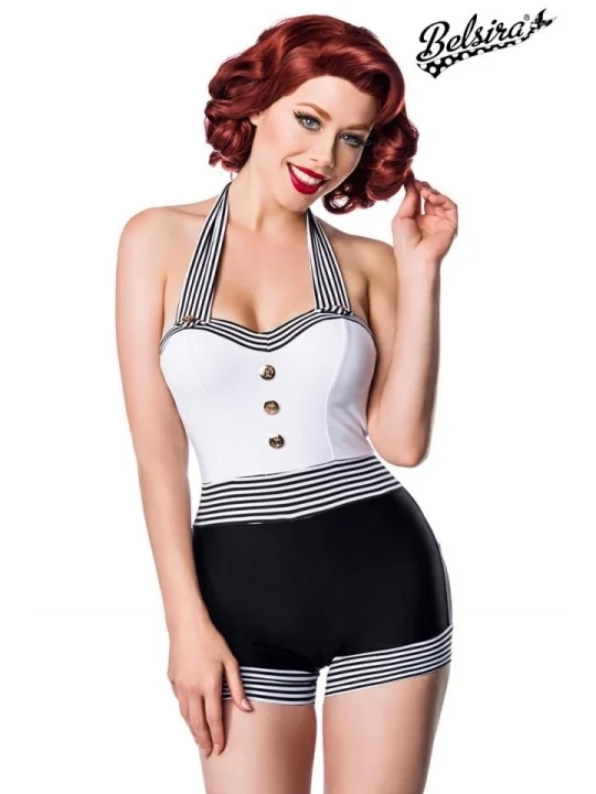 Retro Swimsuit schwarz/weiß von Belsira