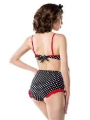 Highwaist Bikini schwarz/weiß/rot von Belsira