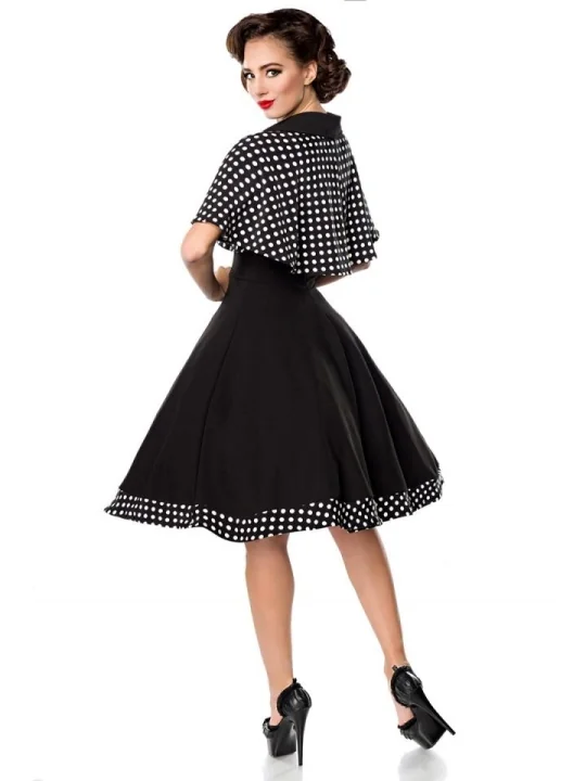 Swing-Kleid mit Cape schwarz/weiß von Belsira