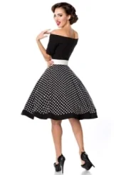 schulterfreies Swing-Kleid schwarz/weiß von Belsira