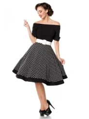 schulterfreies Swing-Kleid schwarz/weiß von Belsira