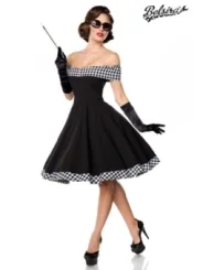 schulterfreies Swing-Kleid schwarz/weiß von Belsira