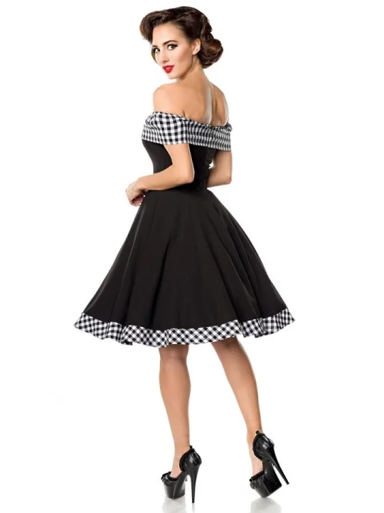 schulterfreies Swing-Kleid schwarz/weiß von Belsira