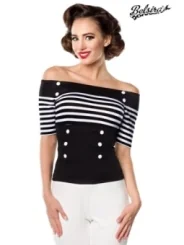 Jersey-Top schwarz/weiß/stripe von Belsira