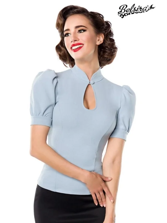 Jersey-Bluse Hellblau von Belsira